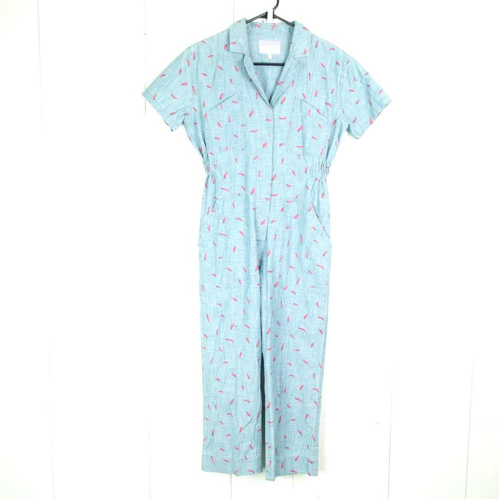 Bonobos Jumpsuit Womens SZ XXS Riviera Chambray Button Up Short Sleeve Boho